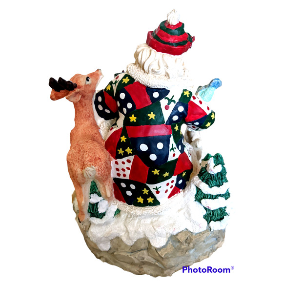 Vintage Music Box Santa Claus Reindeer Have Yourself A Merry Little Christmas - Picture 2 of 3